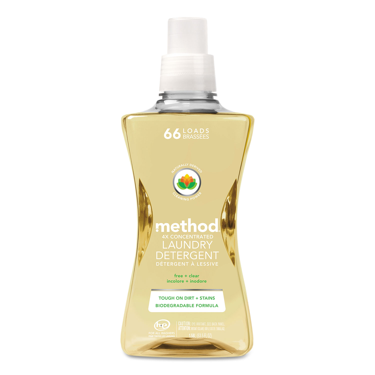  Method 01491EA 4X Concentrated Laundry Detergent, Free & Clear, 53.5 oz Bottle (MTH01491EA) 