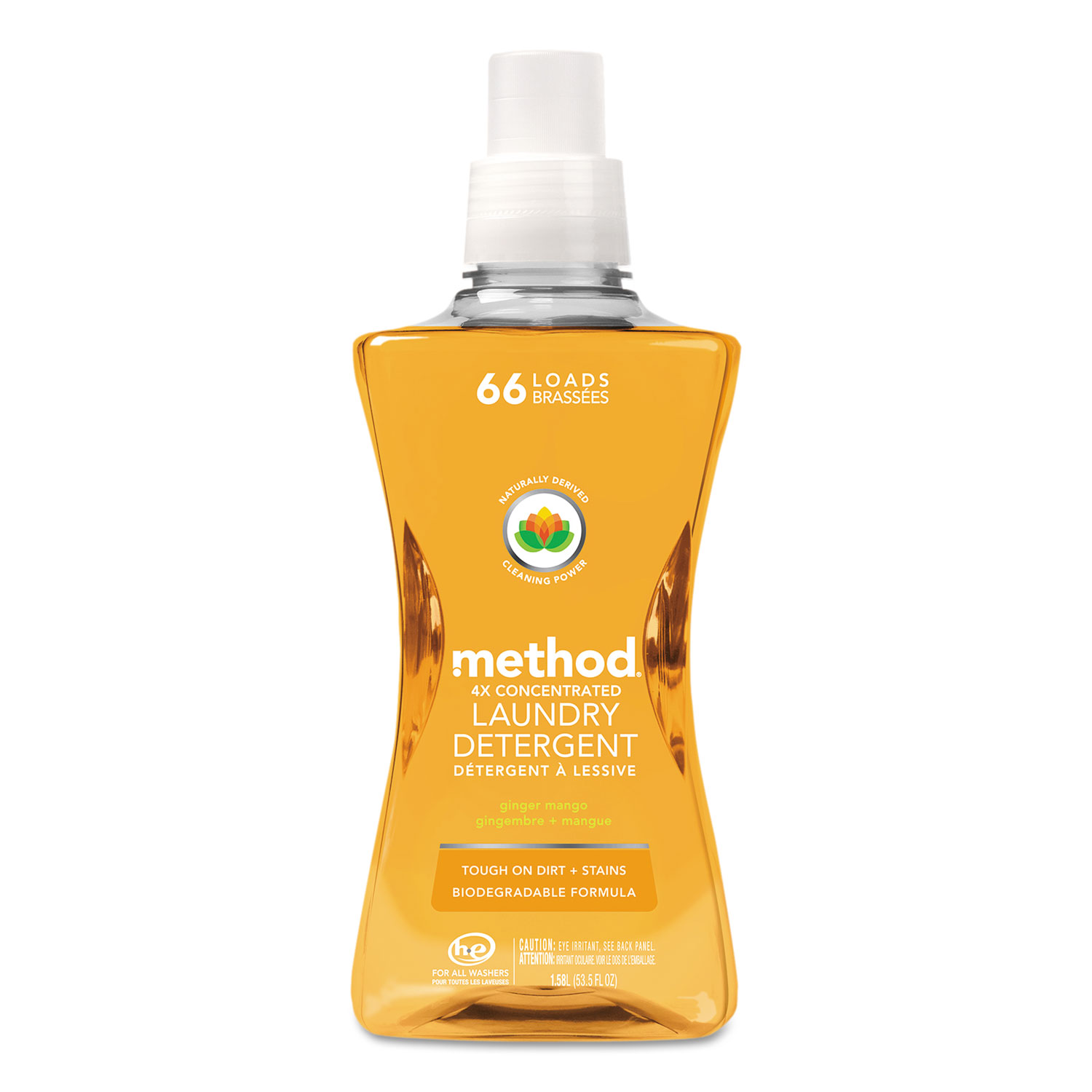  Method 01490EA 4X Concentrated Laundry Detergent, Ginger Mango, 53.5 oz Bottle (MTH01490EA) 