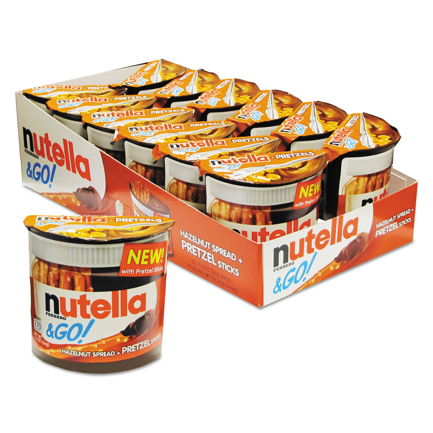  Nutella FEU80401 Hazelnut Spread and Pretzel Sticks, 2.32 oz Pack, 12/Box (NUT80401) 