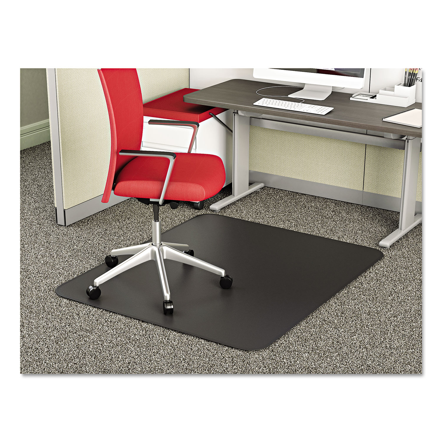  deflecto CM14142BLK SuperMat Frequent Use Chair Mat for Medium Pile Carpet, 36 x 48, Rectangular, Black (DEFCM14142BLK) 
