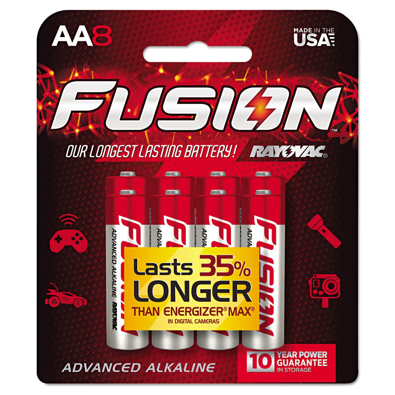 Fusion Advanced Alkaline Batteries, AA, 8/Pack