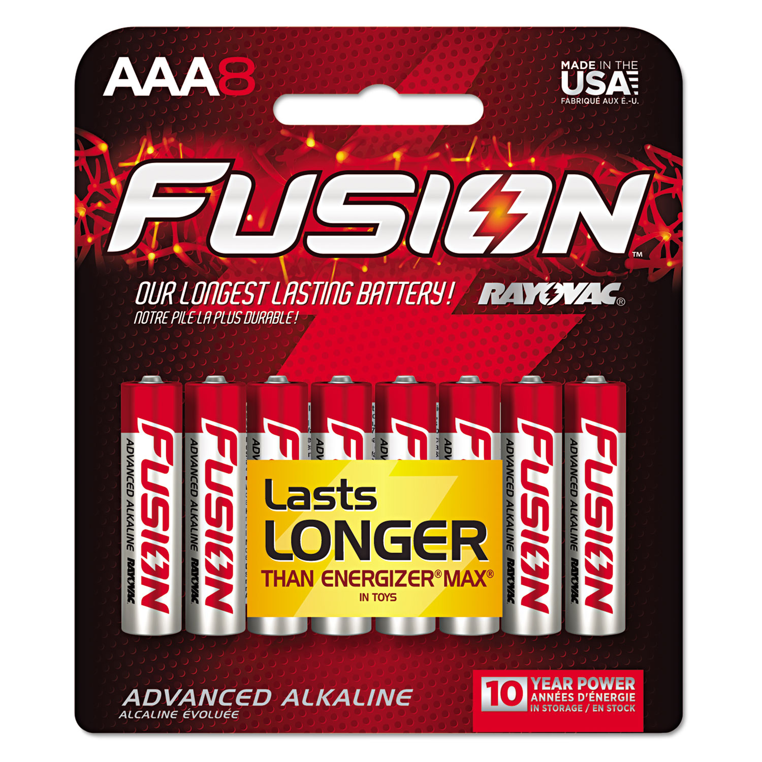 Fusion Advanced Alkaline Batteries, AAA, 8/Pack