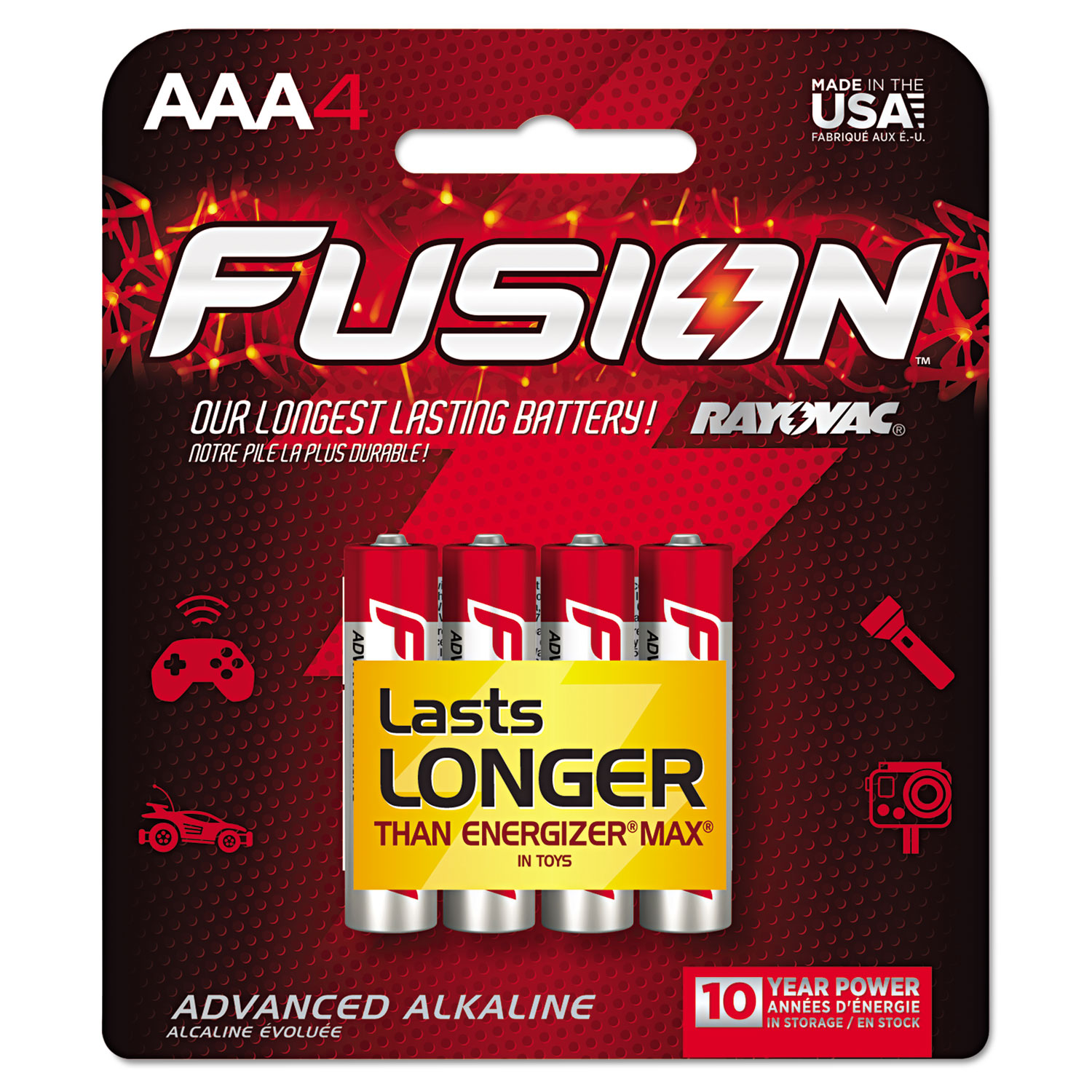 Fusion Advanced Alkaline Batteries, AAA, 4/Pack