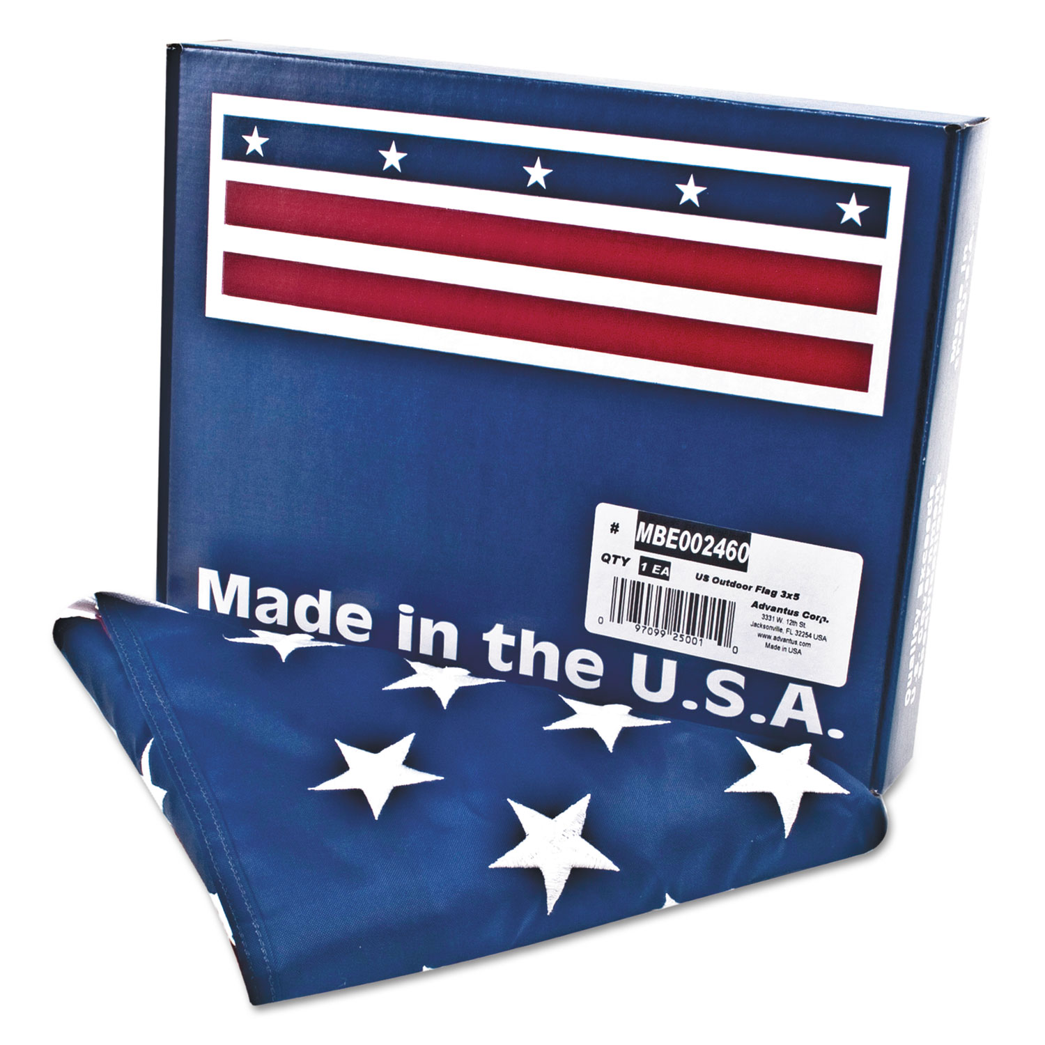  Advantus MBE002460 All-Weather Outdoor U.S. Flag, Heavyweight Nylon, 3 ft x 5 ft (AVTMBE002460) 