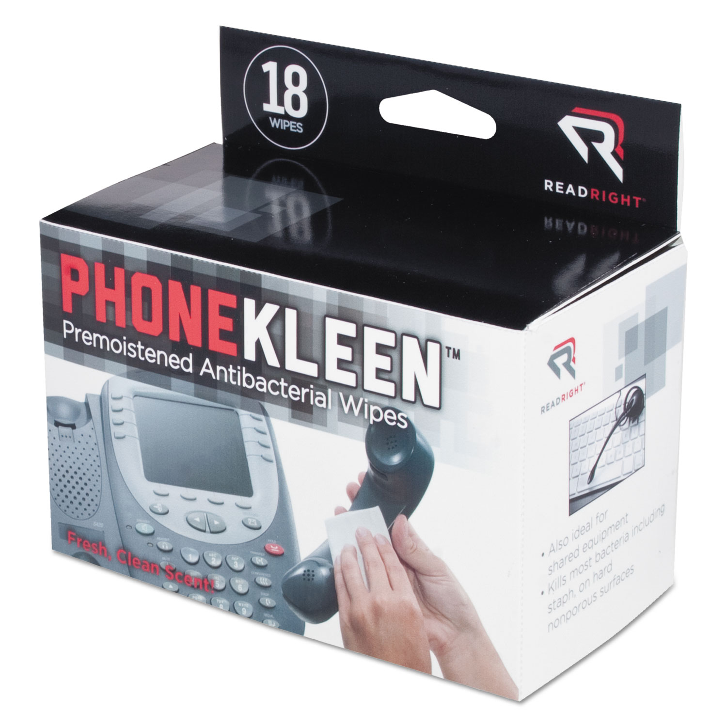  Read Right RR1203 PhoneKleen Wet Wipes, Cloth, 5 x 5, 18/Box (REARR1203) 