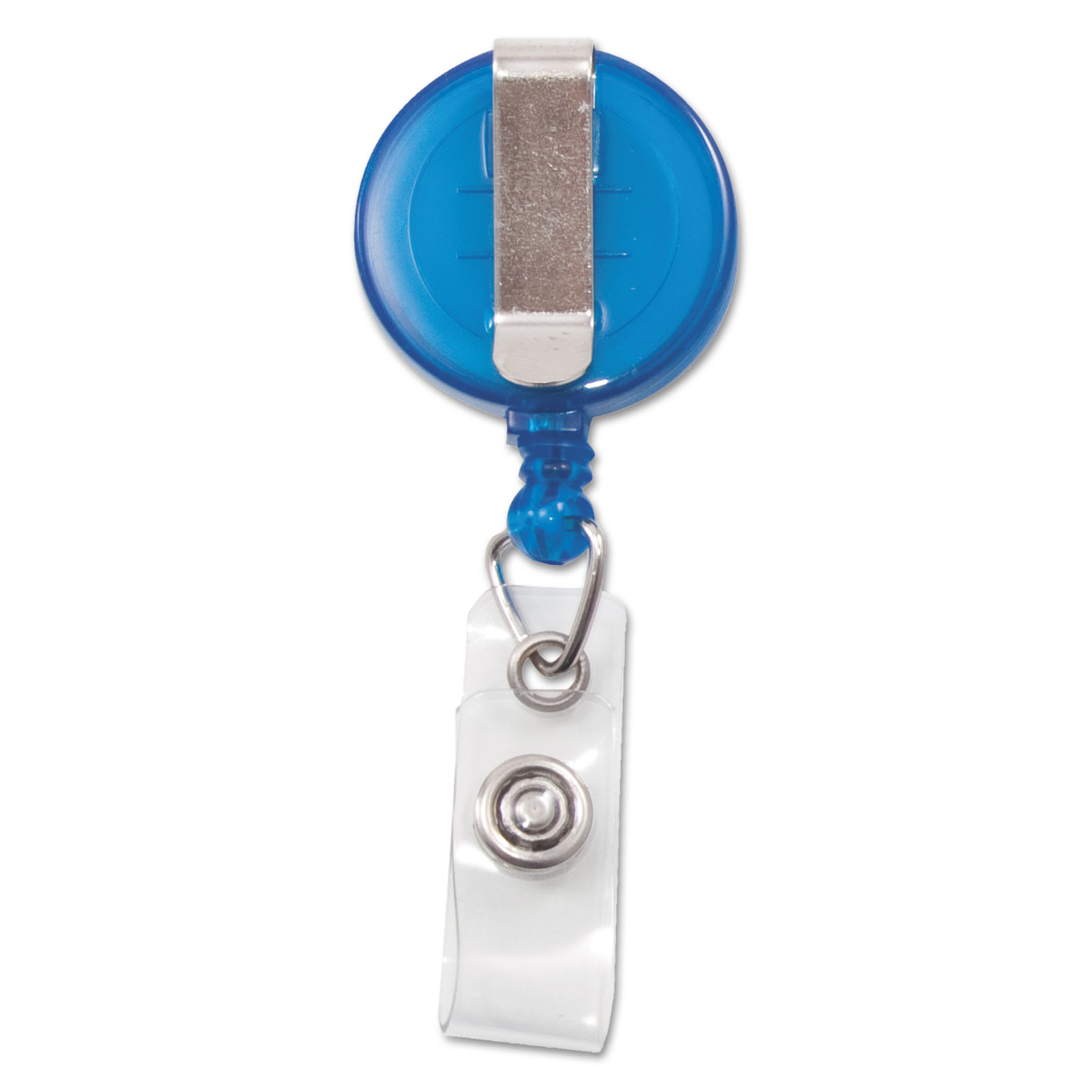 Translucent Retractable ID Card Reel, 34 Extension, Blue, 12/Pack