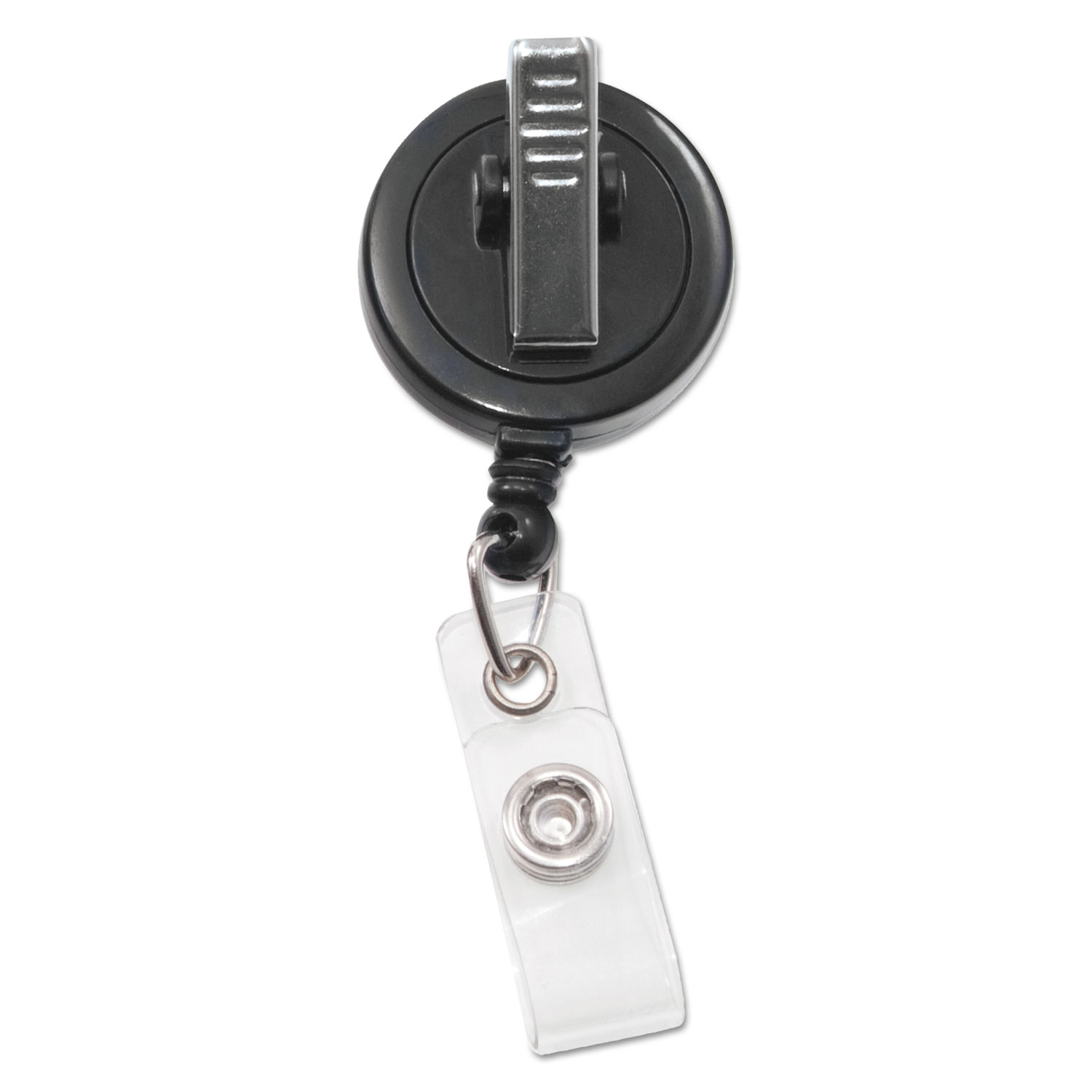 Swivel-Back Retractable ID Card Reel, 30 Extension, Black, 12/Pack