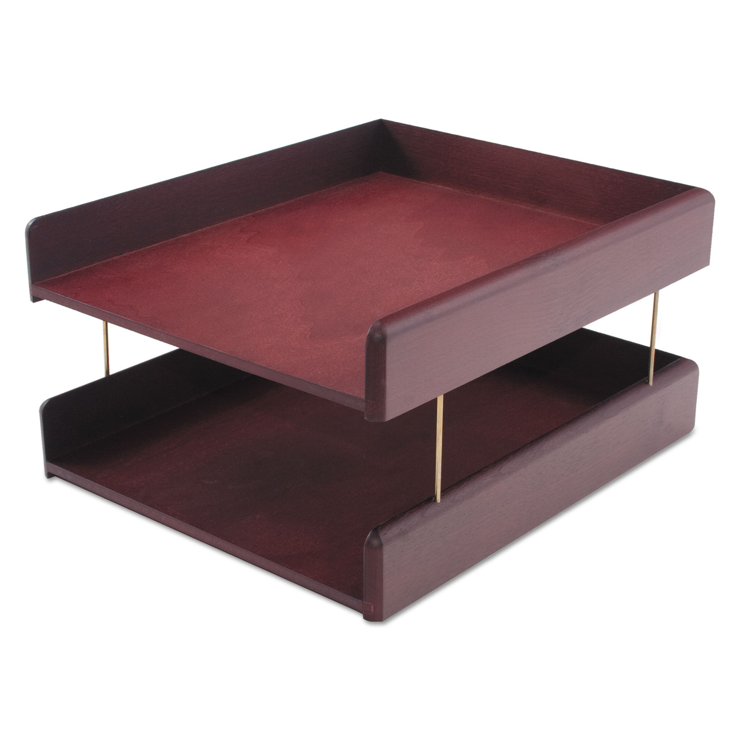  Carver CW02213 Hardwood Double Desk Tray, 2 Sections, Letter Size Files, 10.25 x 12.25 x 5.88, Mahogany (CVR02213) 