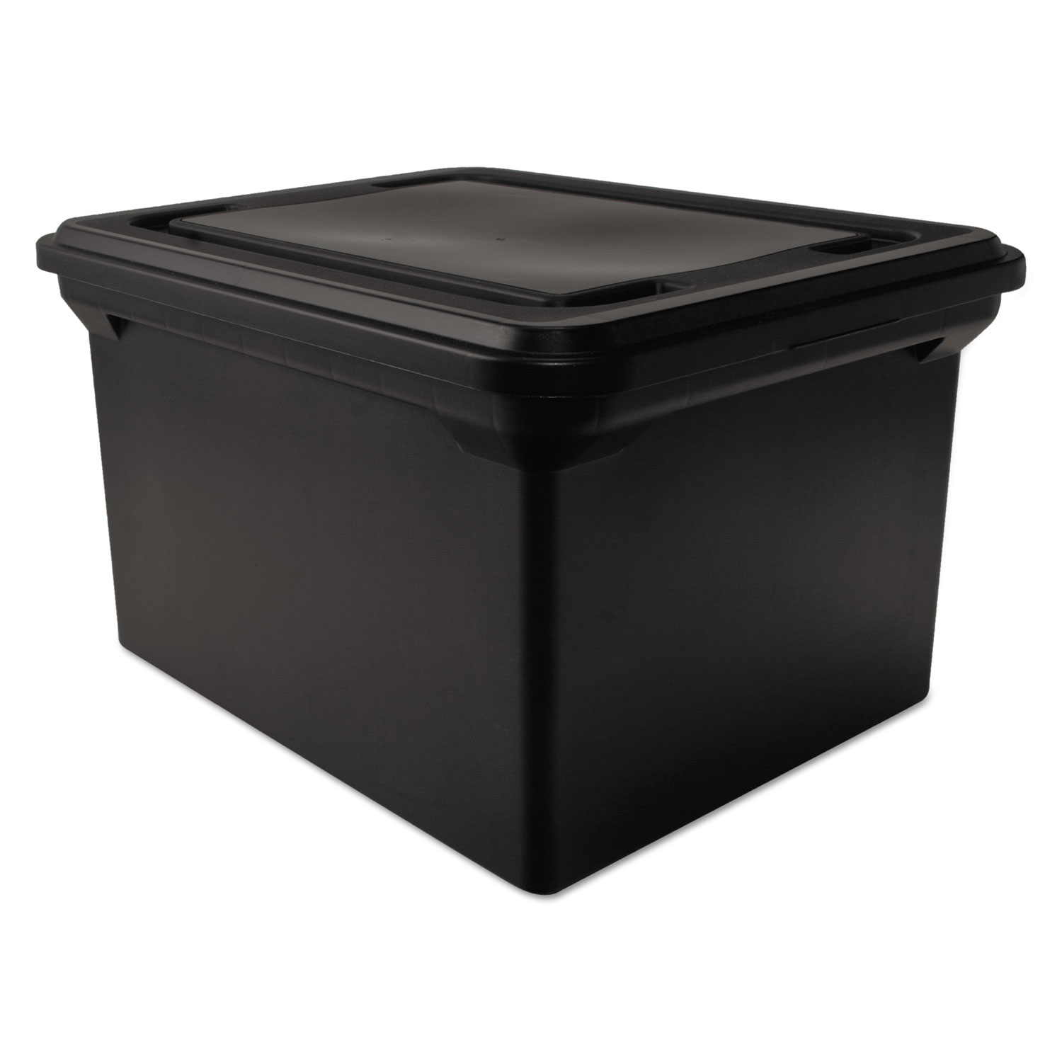 File Tote Storage Box w/Lid, Legal/Letter, Plastic, Black