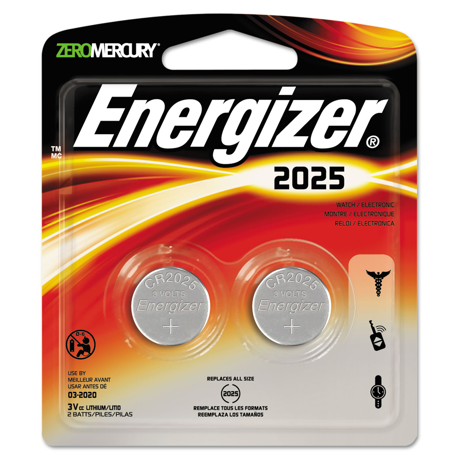 Watch/Electronic/Specialty Battery, 2025, 3V, 2/Pack