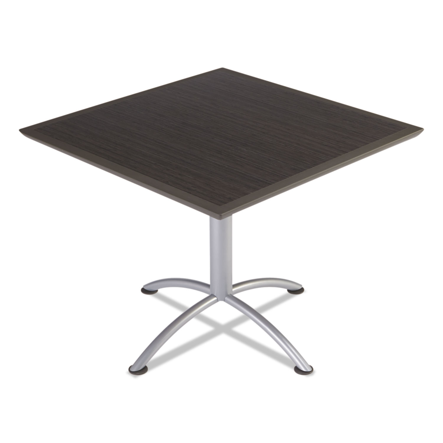 iLand Table, Dura Edge, Square Bistro Style, 36w x 36d x 42h, Gray Walnut/Silver