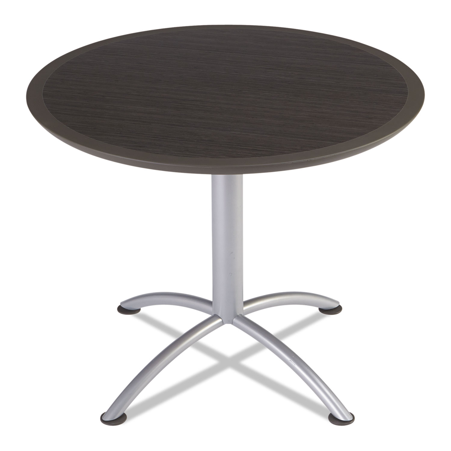 iLand Table, Dura Edge, Round Seated Style, 36 dia x 29h, Gray Walnut/Silver