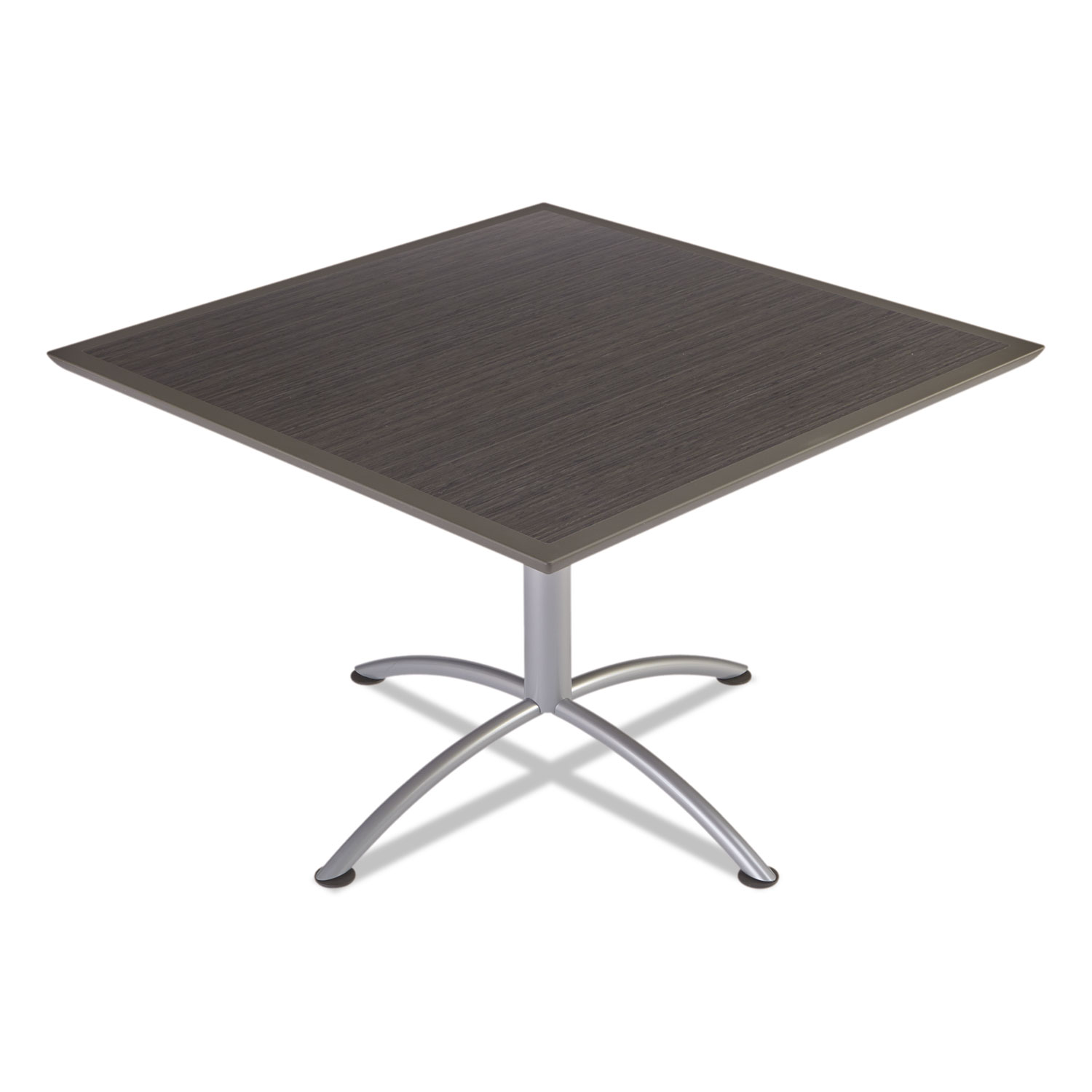 iLand Table, Dura Edge, Square Bistro Style, 42w x 42d x 42h, Gray Walnut/Silver