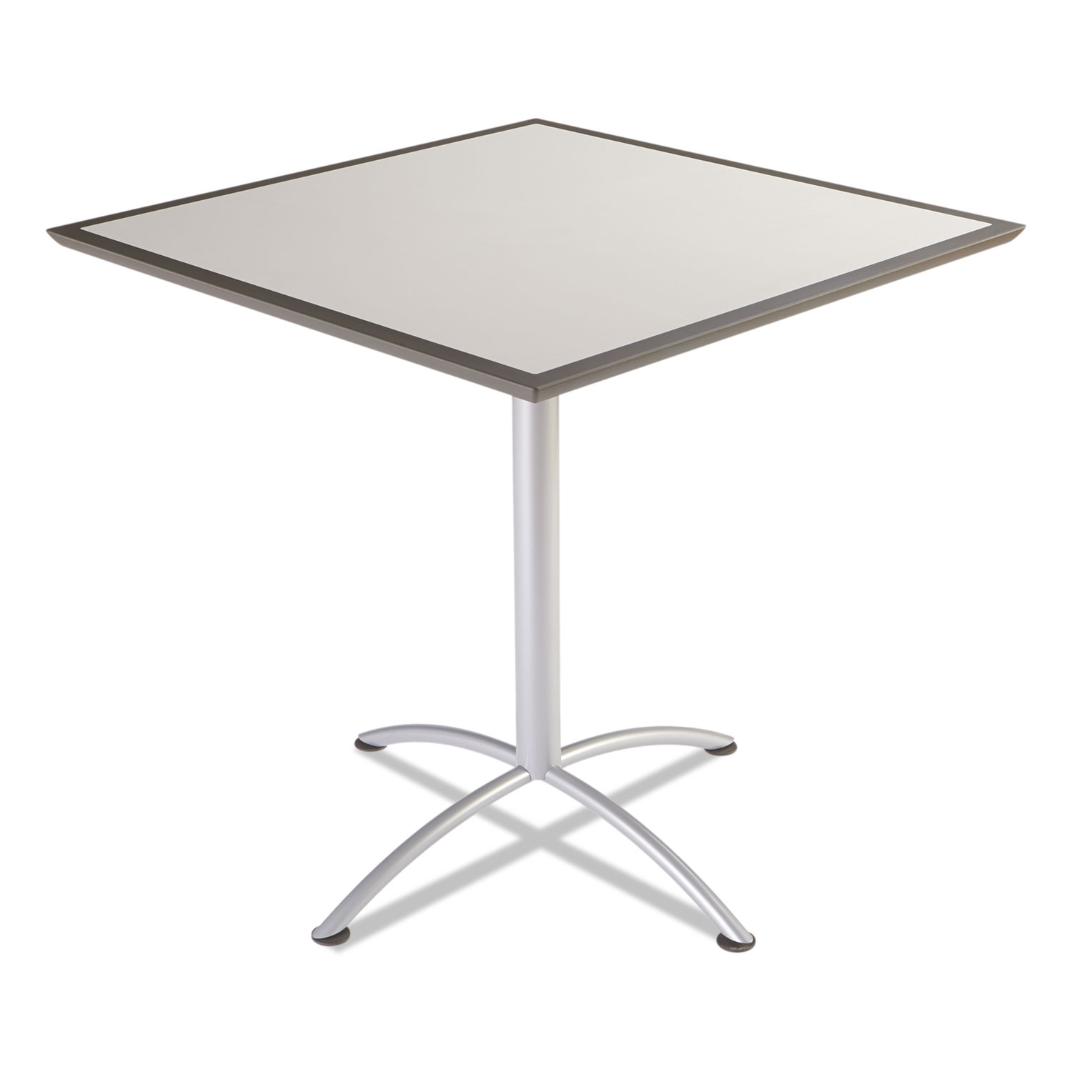 iLand Table, Dura Edge, Square Bistro Style, 42w x 42d x 42h, Gray/Silver