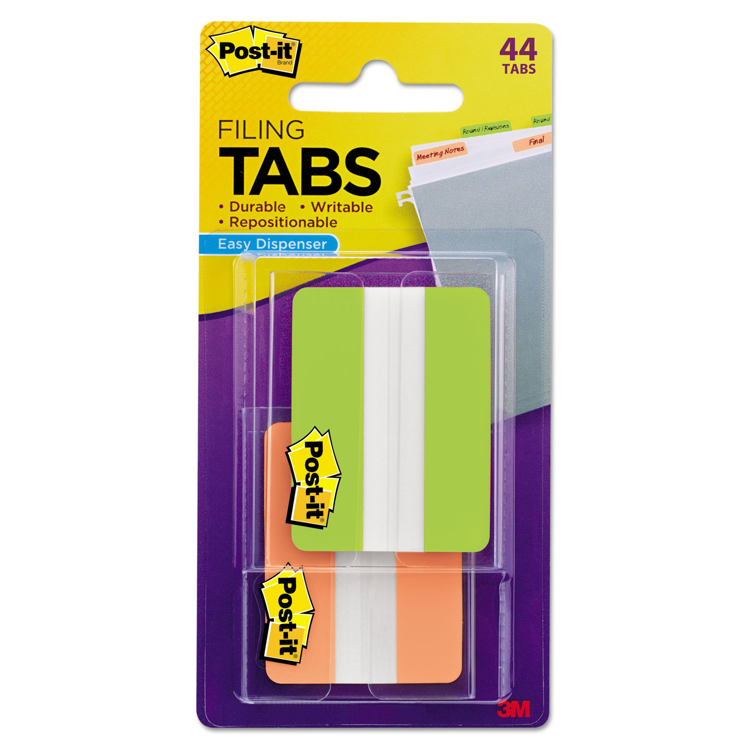  Post-it Tabs 686-2GO 2 and 3 Tabs, 1/5-Cut Tabs, Assorted Colors, 2 Wide, 44/Pack (MMM6862GO) 