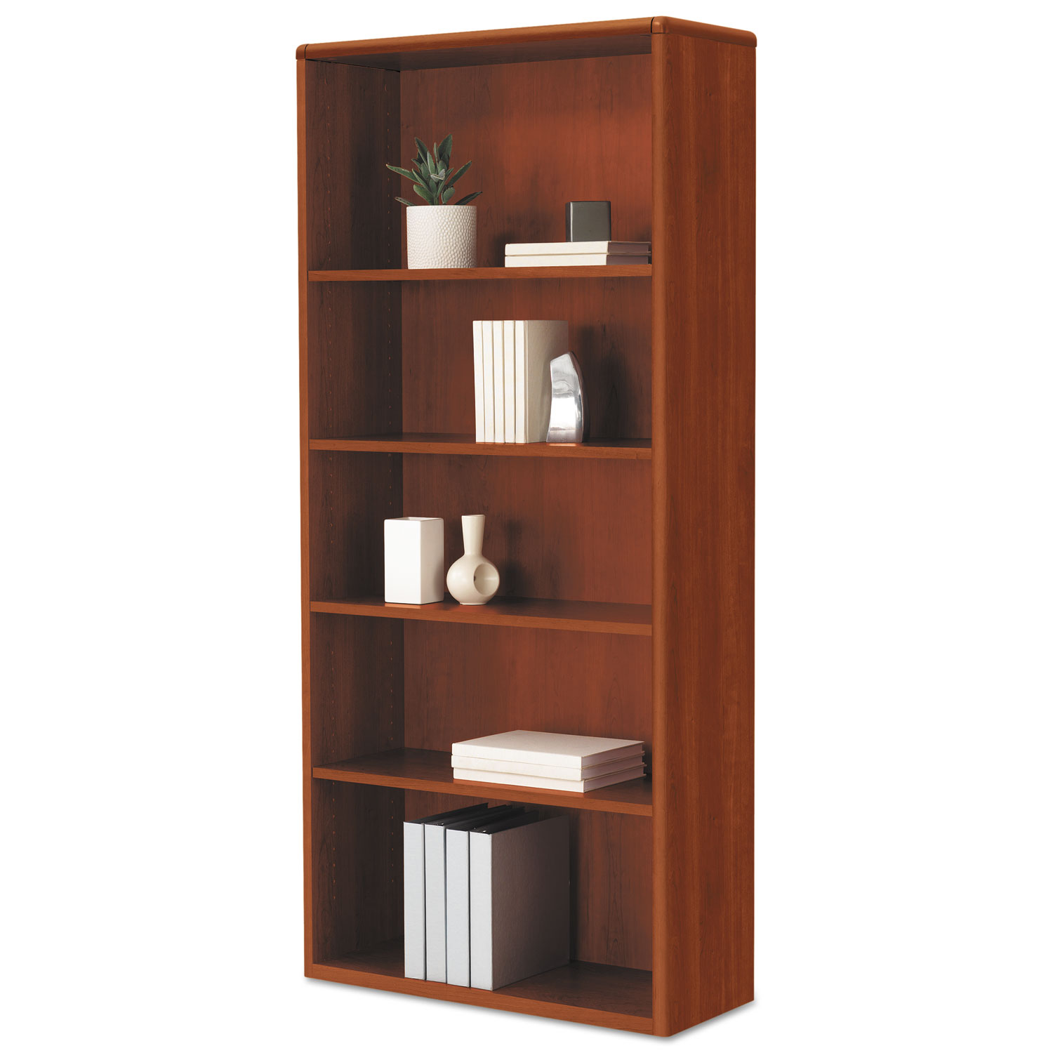  HON H107569.COGNCOGN 10700 Series Wood Bookcase, 5 Shelf/3 Adjust, 32 3/8 x 13 1/8 x 71, Cognac (HON107569CO) 