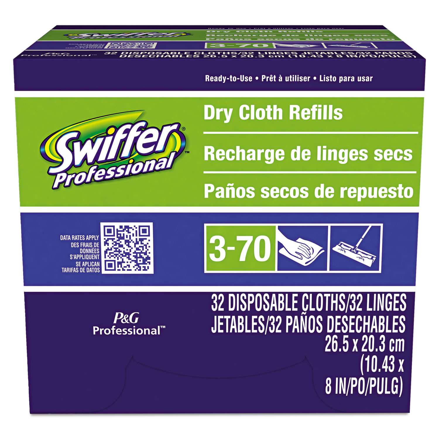  Swiffer 33407CT Dry Refill Cloths, White, 10 5/8 x 8, 32/Box, 6 Boxes/Carton (PGC33407CT) 