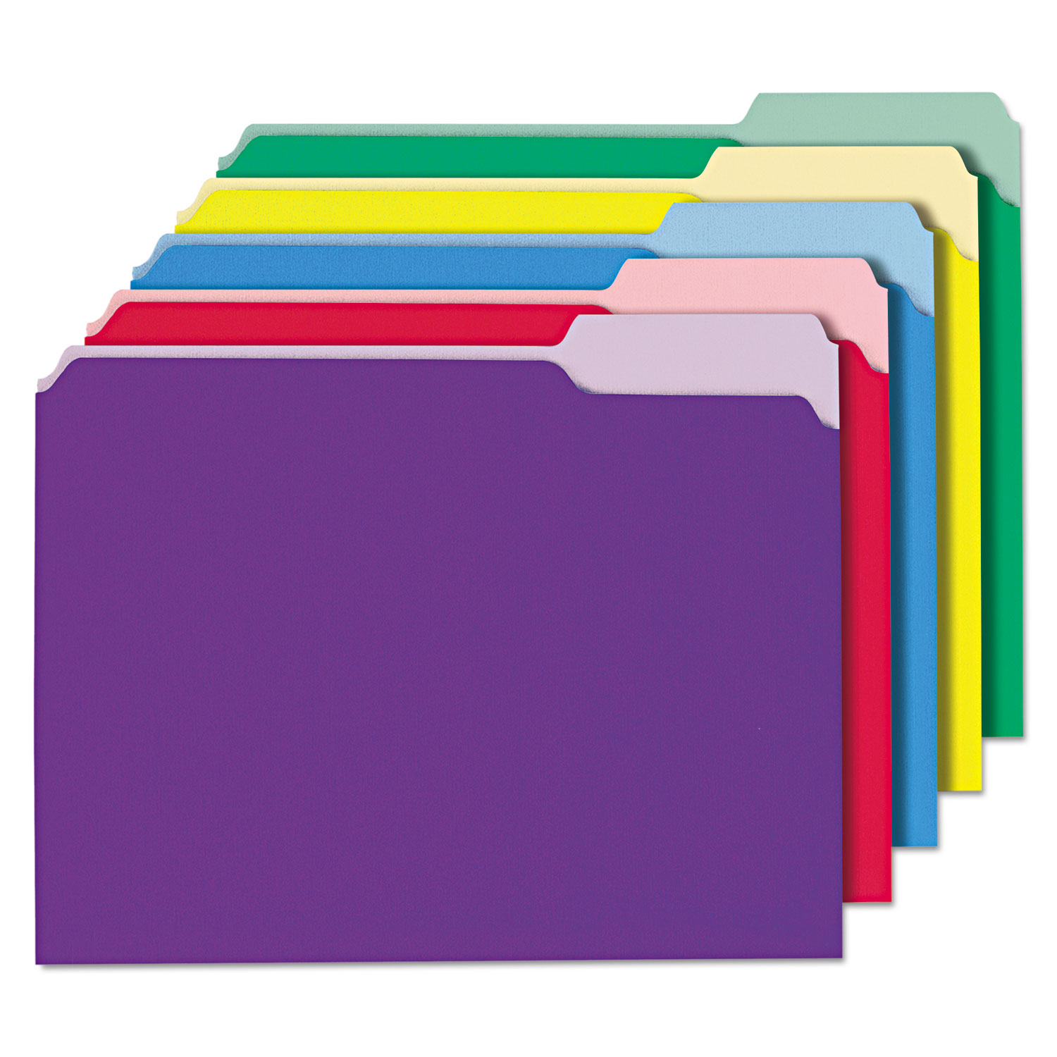 Recycled Interior File Folders, 1/3 Cut Top Tab, Letter, Assorted, 100/Box