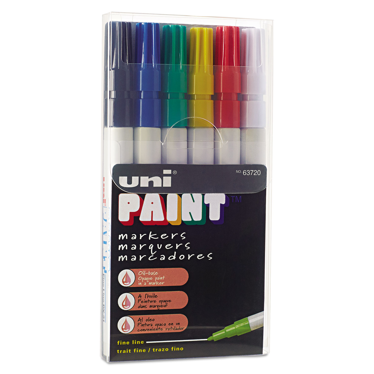 uni-Paint Markers, Fine Point, Assorted, 6/Set