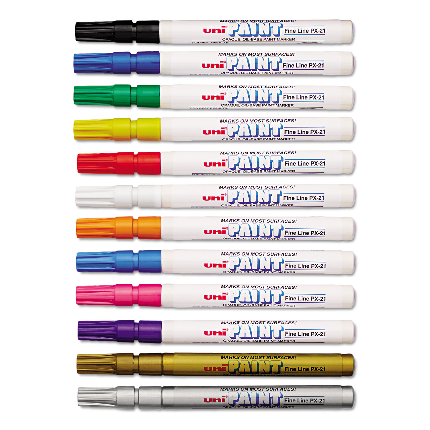  uni-Paint 63721 Permanent Marker, Fine Bullet Tip, Assorted Colors, 12/Set (UBC63721) 
