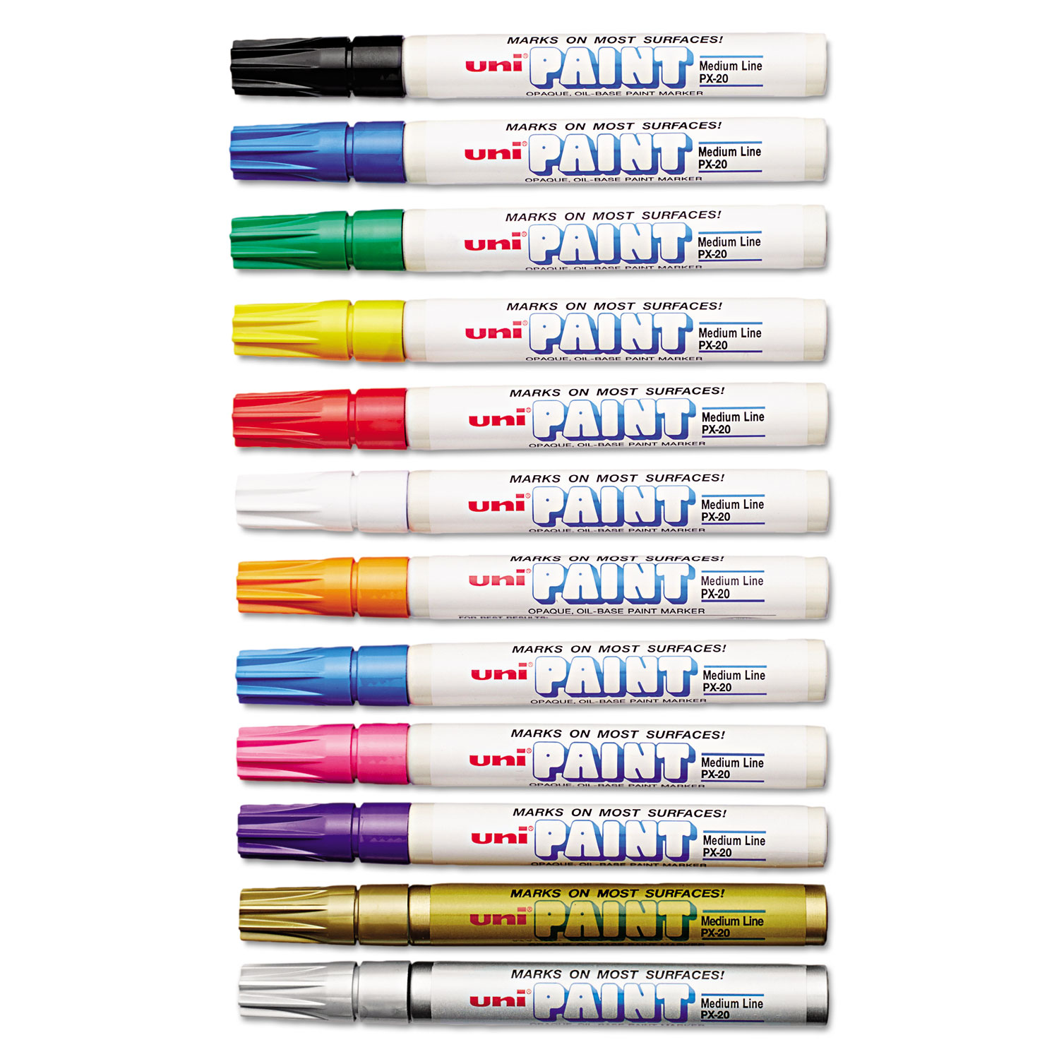  uni-Paint 63631 Permanent Marker, Medium Bullet Tip, Assorted Colors, 12/Set (UBC63631) 