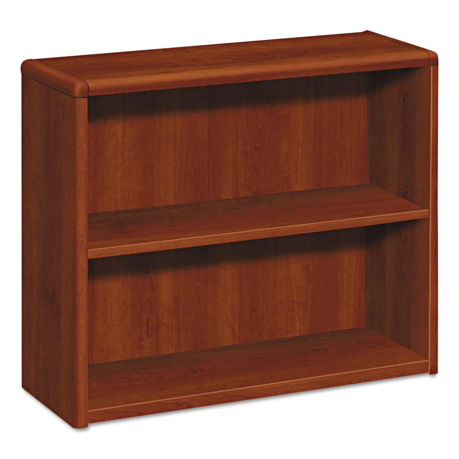 10700 Series Wood Bookcase, Two Shelf, 36w x 13 1/8d x 29 5/8h, Cognac