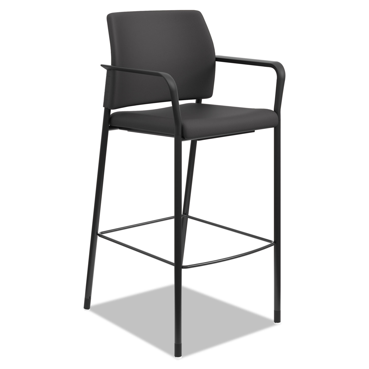 Accommodate™ Series Café Stool with Fixed Arms, Black Fabric