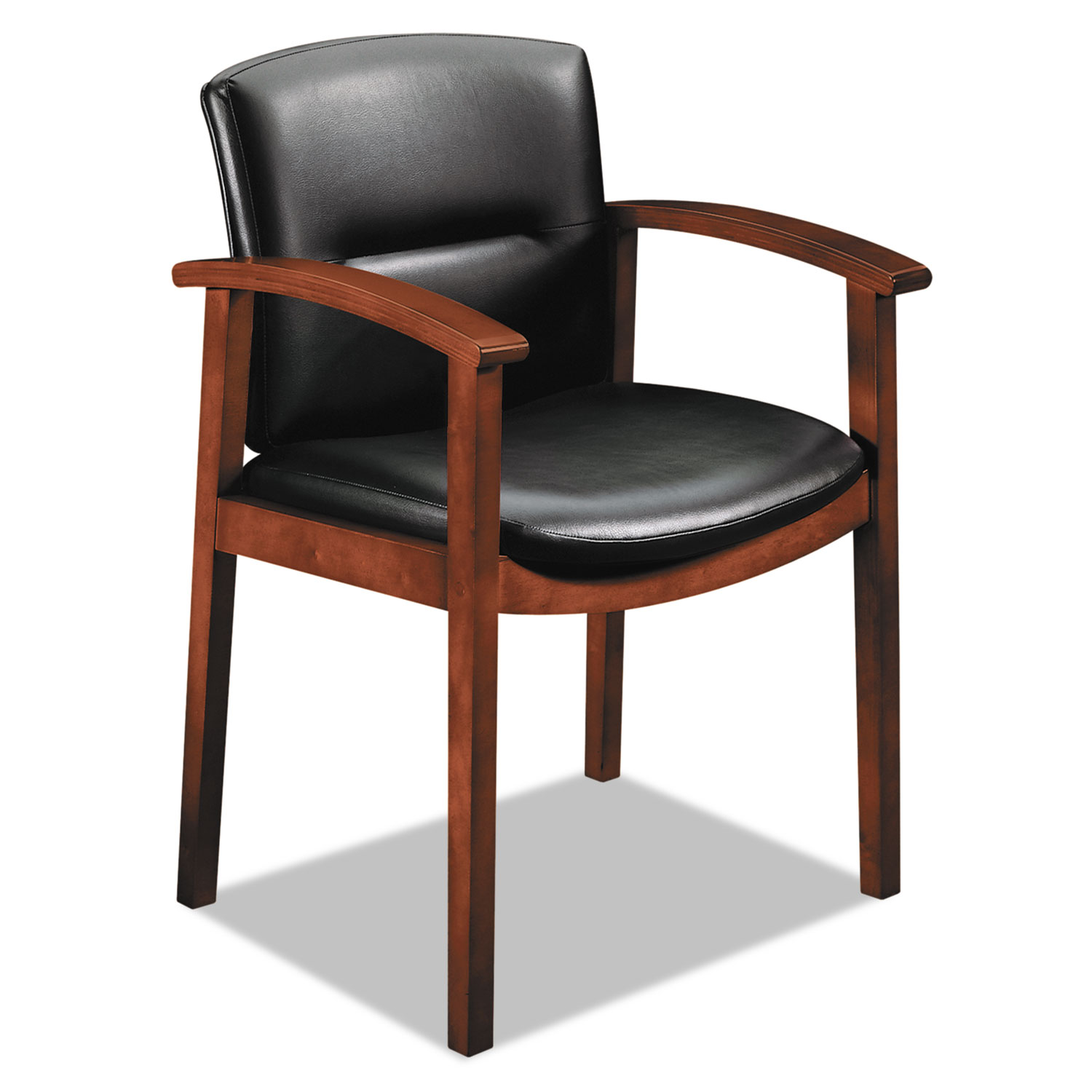 5000 Series Park Avenue Collection Guest Chair, Black Vinyl/Cognac