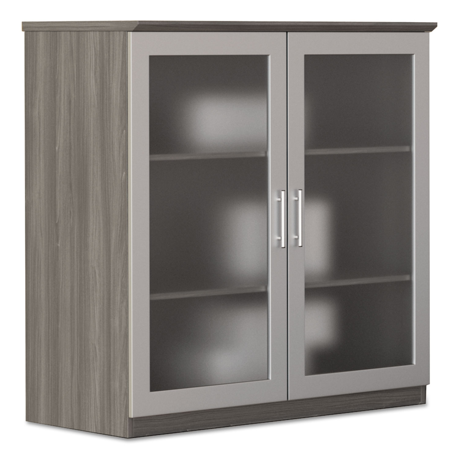 Medina Series Glass Display Cabinet, 36 w x 20d x 39 1/4h, Gray Steel