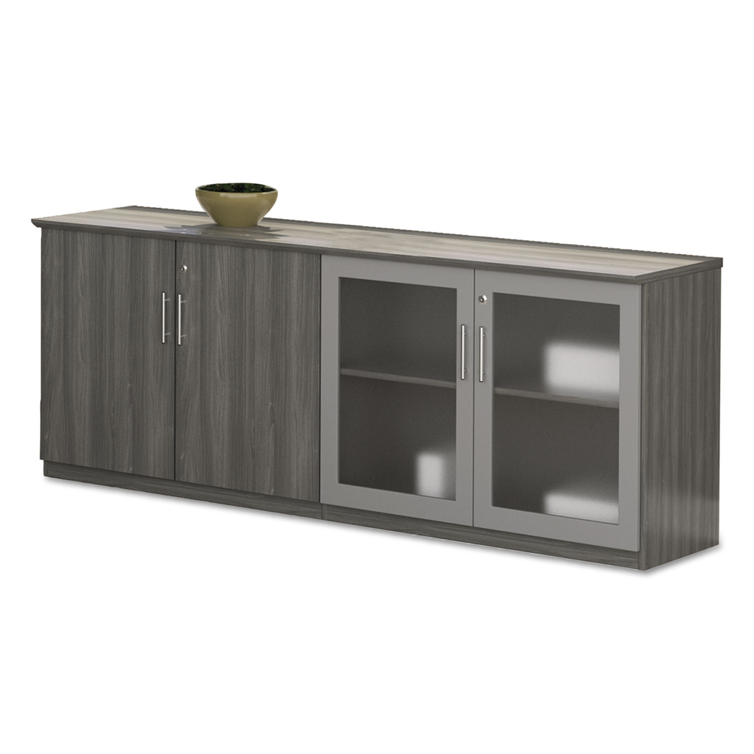  Safco MVLCDLGS Medina Series Low Wall Cabinet with Doors, 72w x 20d x 29 1/2h, Gray Steel, Box2 (MLNMVLCDLGS) 