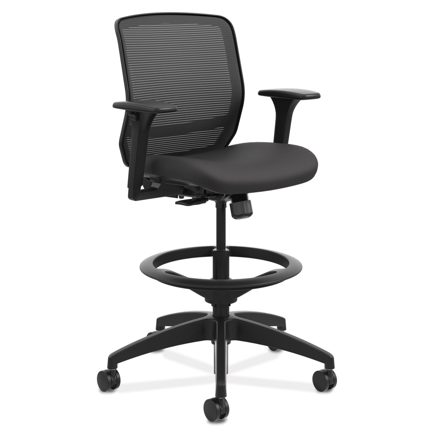  HON HQTSM.Y0.A.H.IM.CU10.SB Quotient Series Mesh Mid-Back Task Stool, 33 Seat Height, Supports up to 300 lbs., Black Seat/Black Back, Black Base (HONQTSMY1ACU10) 