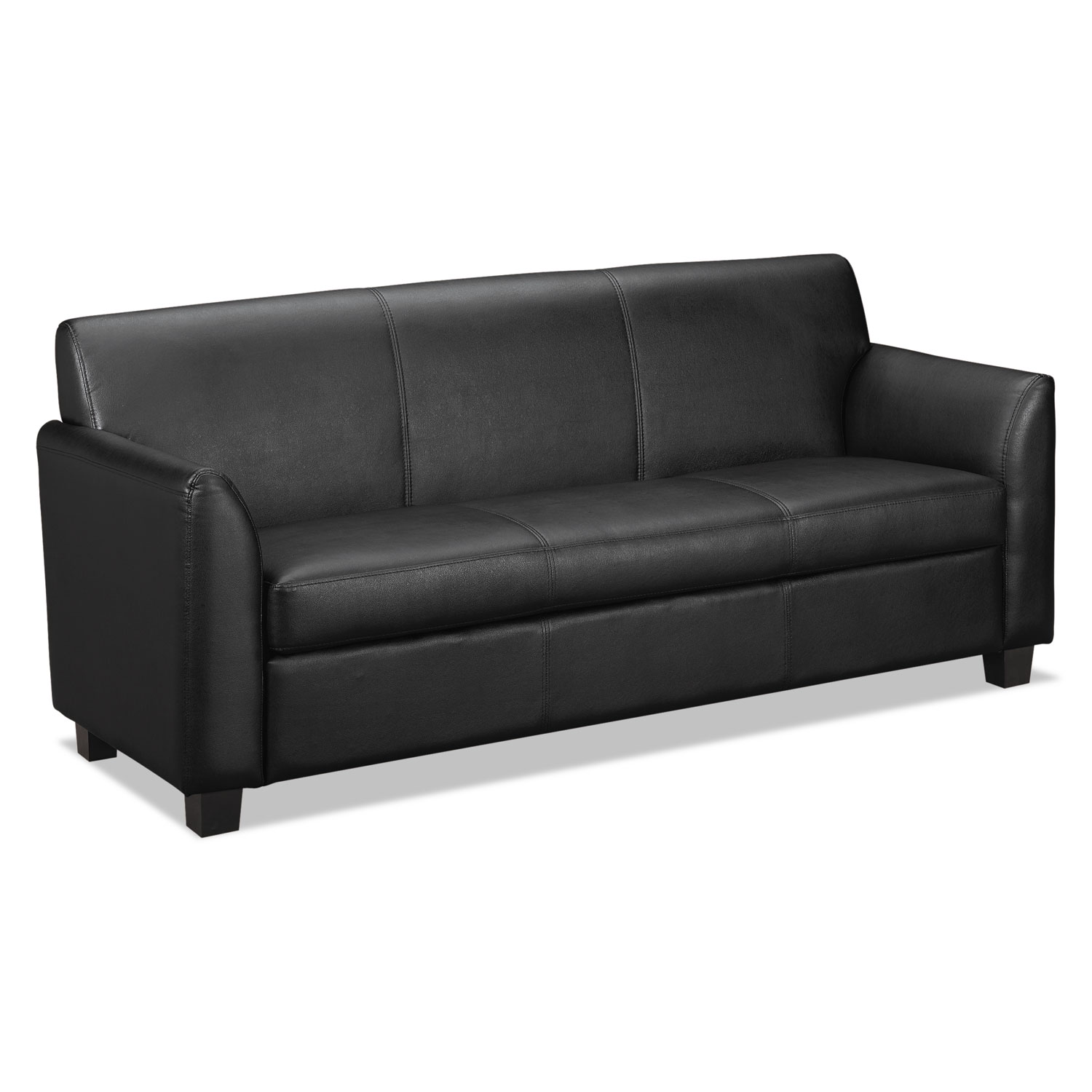 VL870 Series Leather Reception Three-Cushion Sofa, 73w x 28 3/4d x 32h, Black