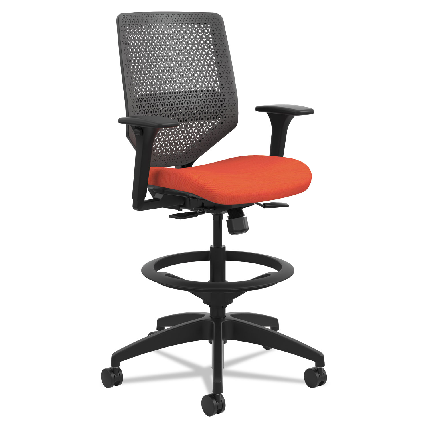  HON HONSVSR1ACLC46T Solve Series ReActiv Back Task Stool, 33 Seat Height, Supports up to 300 lbs., Bittersweet Seat/Charcoal Back, Black Base (HONSVSR1ACLC46T) 