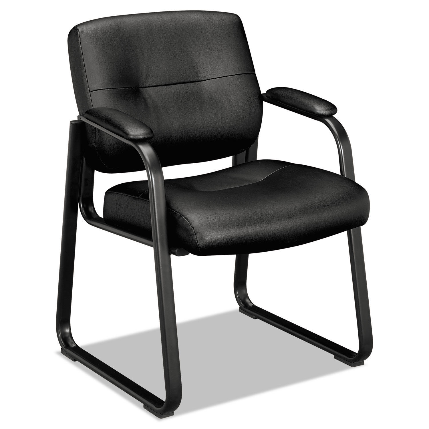 VL690 Series Guest Leather Chair, Black Leather