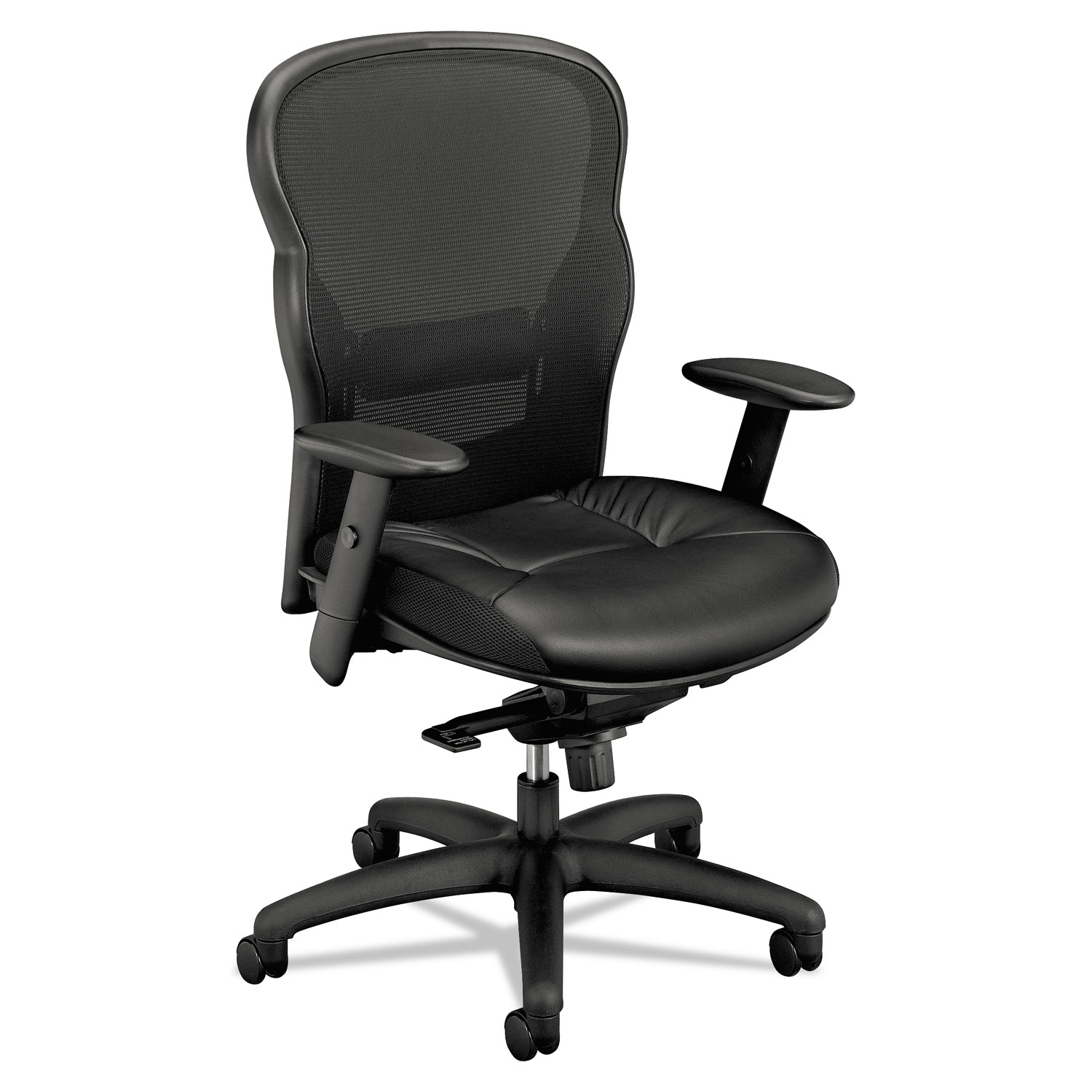VL701 Series High-Back Swivel/Tilt Work Chair, Black Mesh/Leather