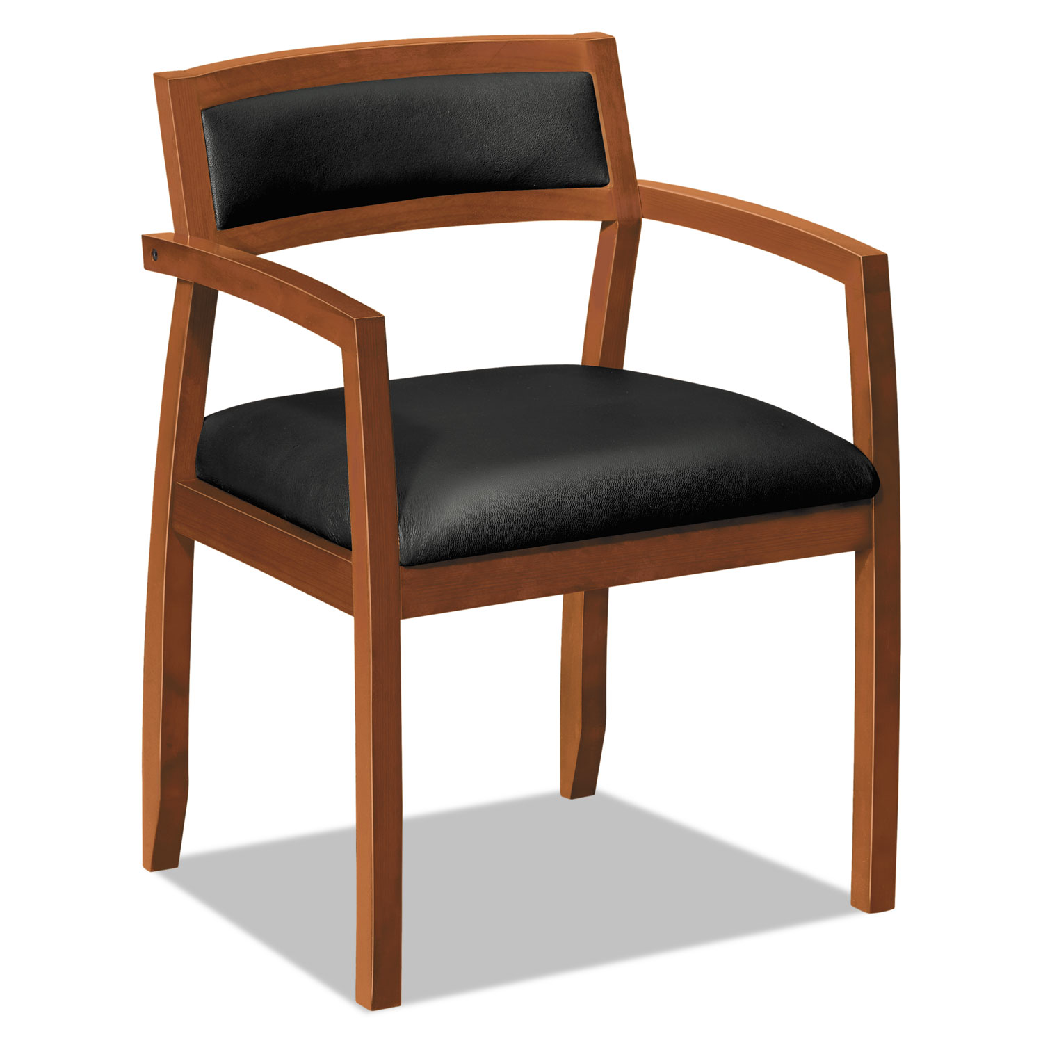 VL850 Series Wood Guest Chairs with Black Leather Seat/Back, Bourbon Cherry