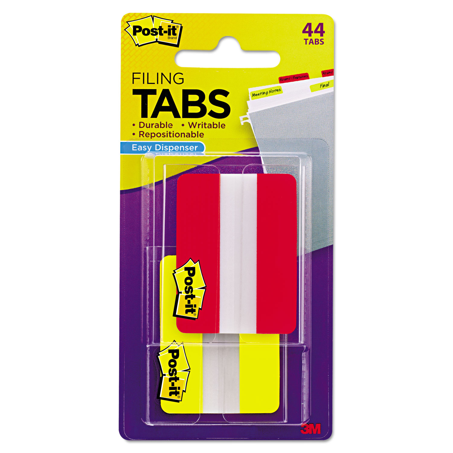  Post-it Tabs 686-2RY 2 and 3 Tabs, 1/5-Cut Tabs, Assorted Colors, 2 Wide, 44/Pack (MMM6862RY) 