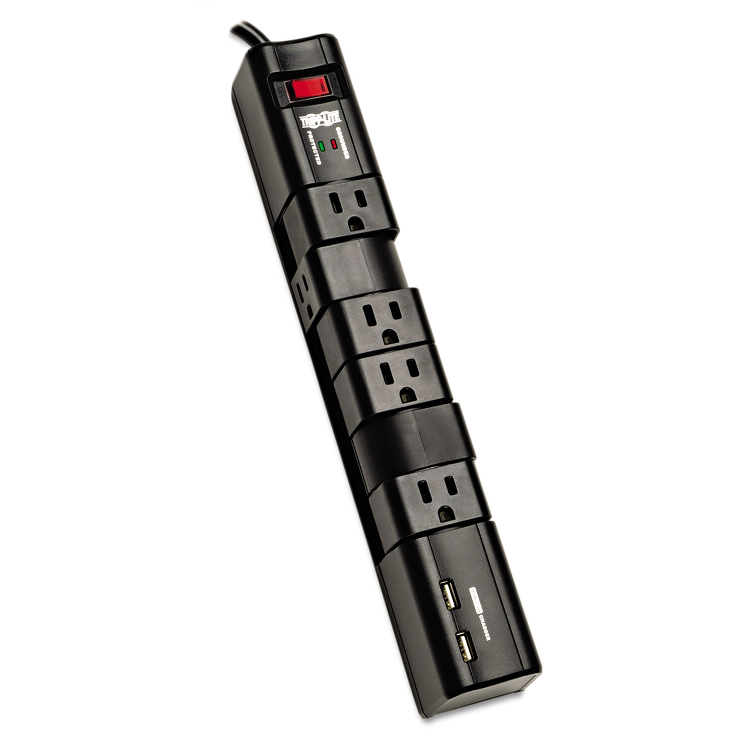  Tripp Lite TLP608RUSBB Protect It! Surge Protector, 6 Outlets/2 USB, 8 ft. Cord, 1080 Joules, Black (TRPTLP608RUSBB) 