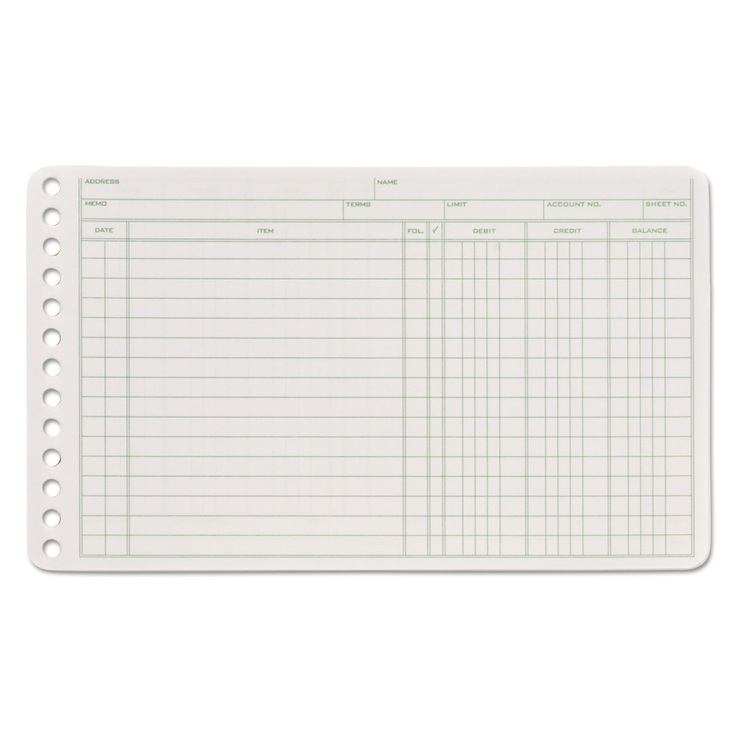  Adams ARB58100 Ledger Binder Refill Sheets, 6-Ring, 5 x 8 1/2, Green/White, 100 Sheets/Pack (ABFARB58100) 