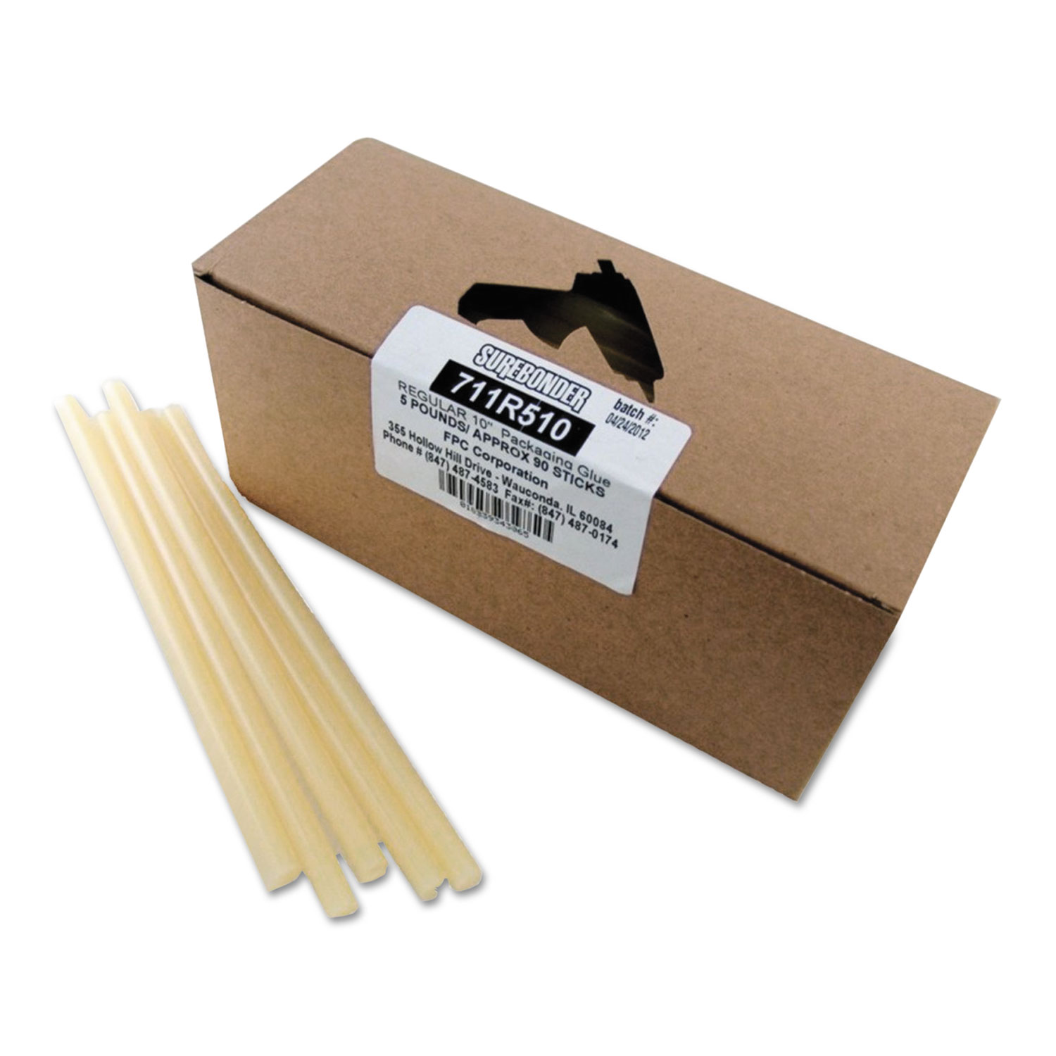  Surebonder 711R510 Packaging Glue Sticks, 0.43 x 10, Dries Amber, 90/Box (FPR711R510) 