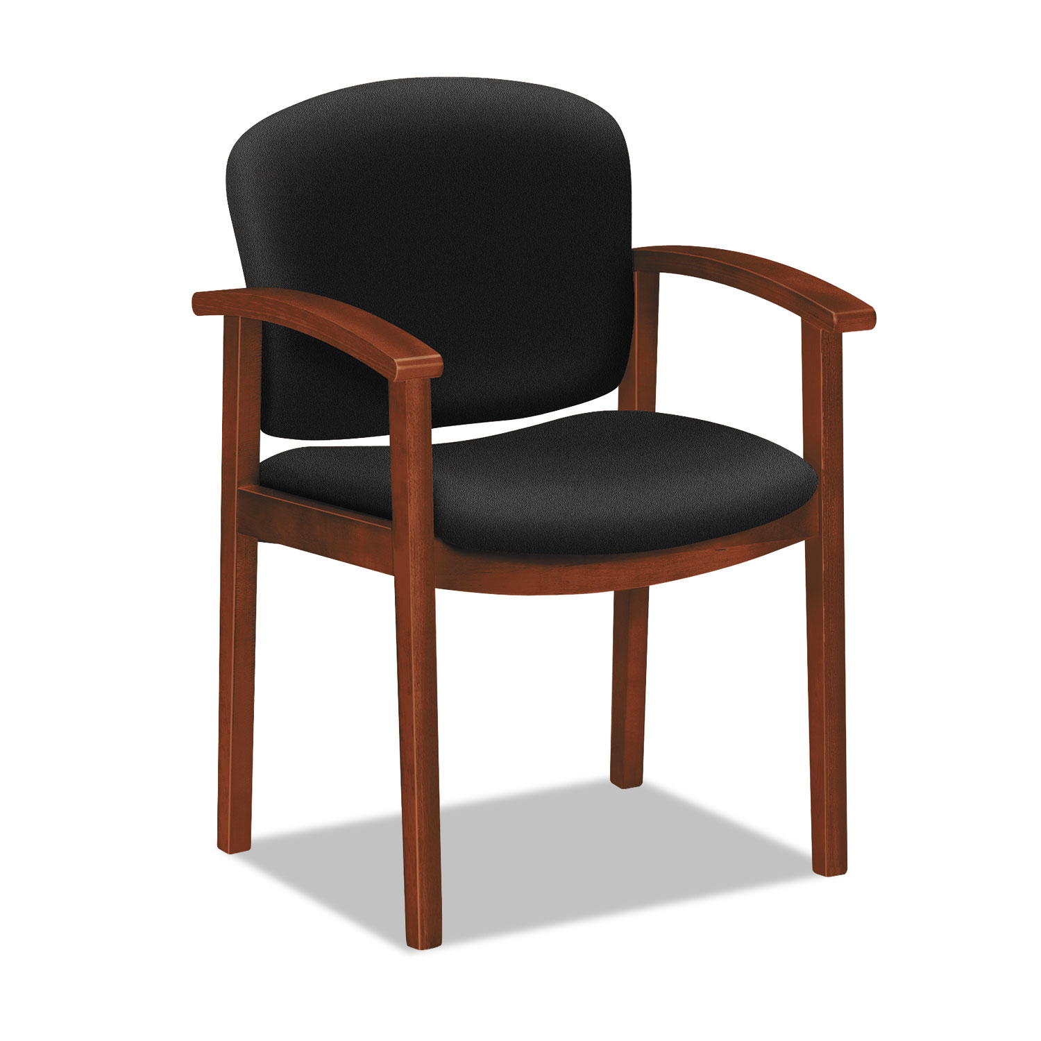 2111 Invitation Reception Series Wood Guest Chair, Cognac/Solid Black Fabric
