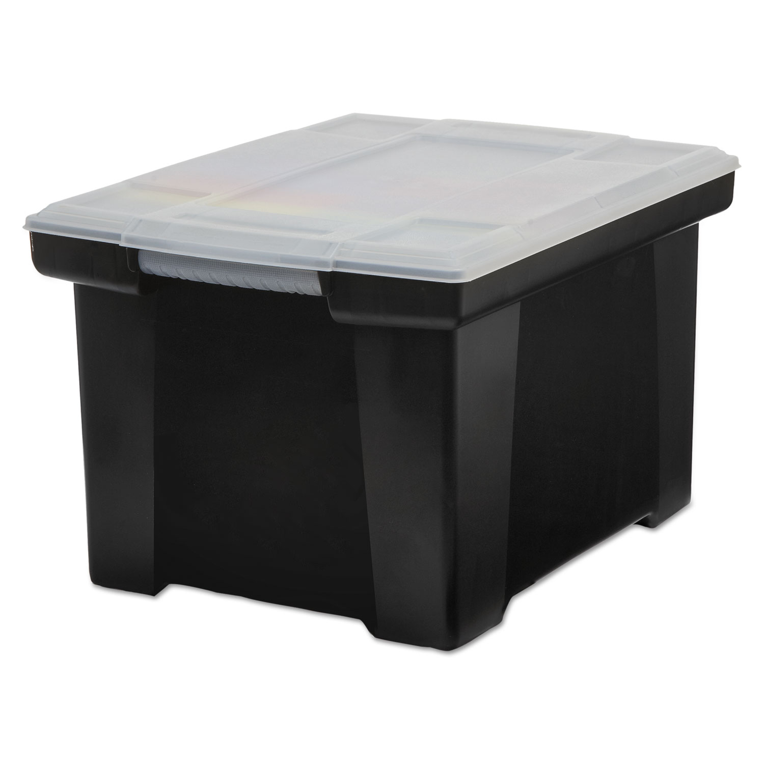 Plastic File Tote Storage Box, Letter/Legal, Snap-On Lid, Black