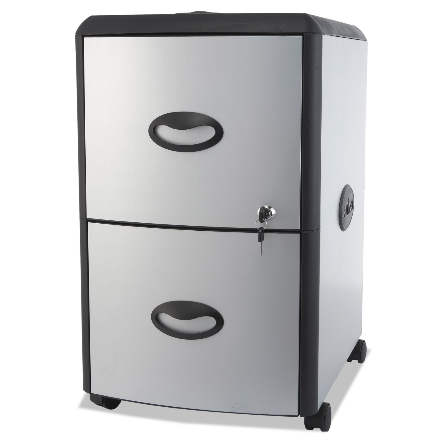 Two-Drawer Mobile Filing Cabinet With Metal Siding, 19 x 15 x 23, Silver/Black