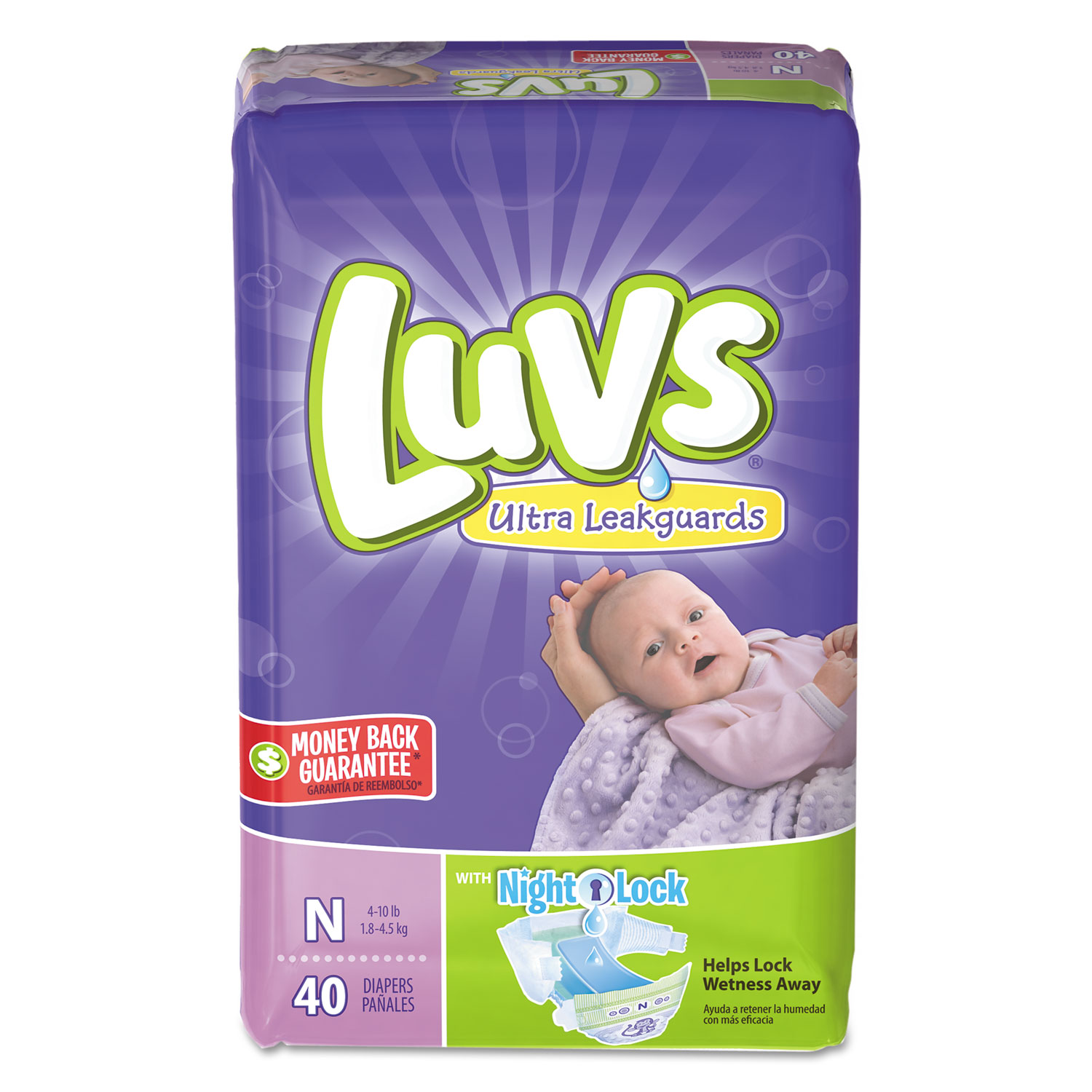  Luvs 85921 Diapers with Leakguard, Newborn: 4 lbs to 10 lbs, 40/Pack, 4 Packs/Carton (PGC85921CT) 