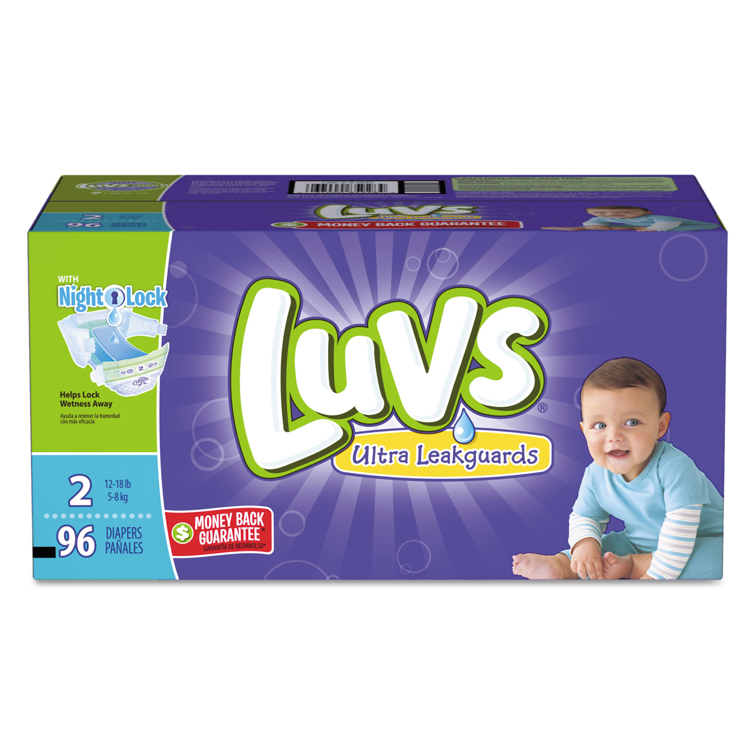  Luvs 85928 Diapers with Leakguard, Size 2: 12 lbs to 18 lbs, 96/Carton (PGC85928CT) 