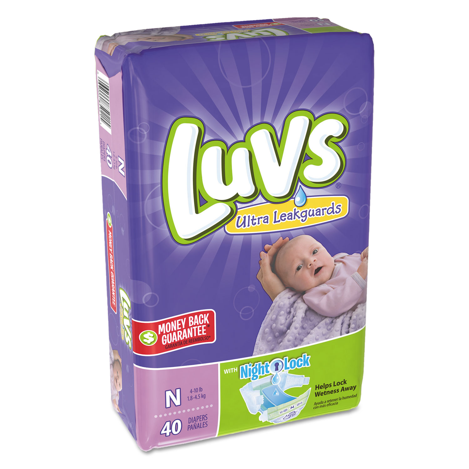 Diapers with Leakguard, Newborn: 4 lbs to 10 lbs, 40/Pack, 4 Packs/Carton