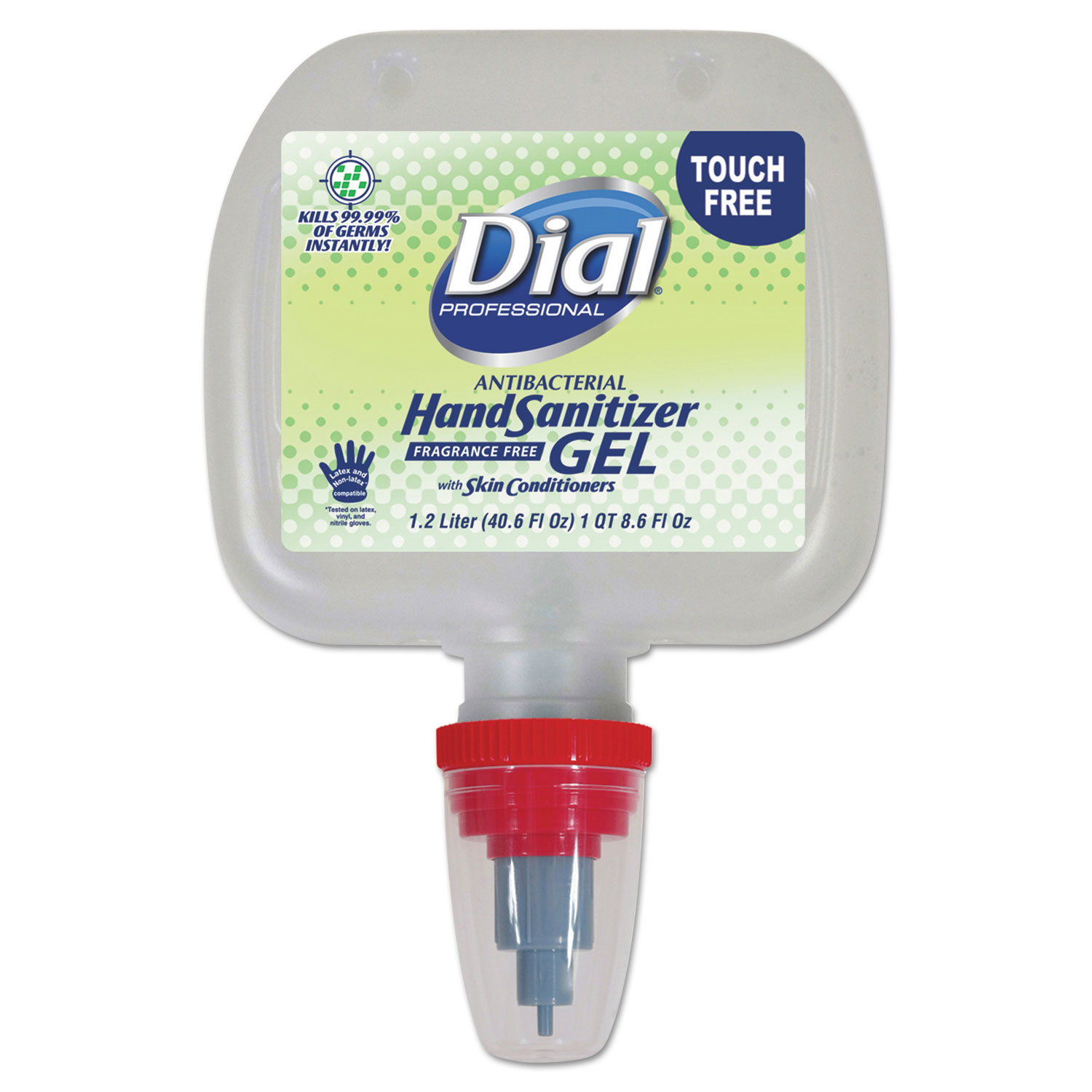  Dial Professional 17000134130 Duo Touch-Free Gel Hand Sanitizer Refill, 1.2 L, Fragrance-Free, 3/Carton (DIA13413CT) 