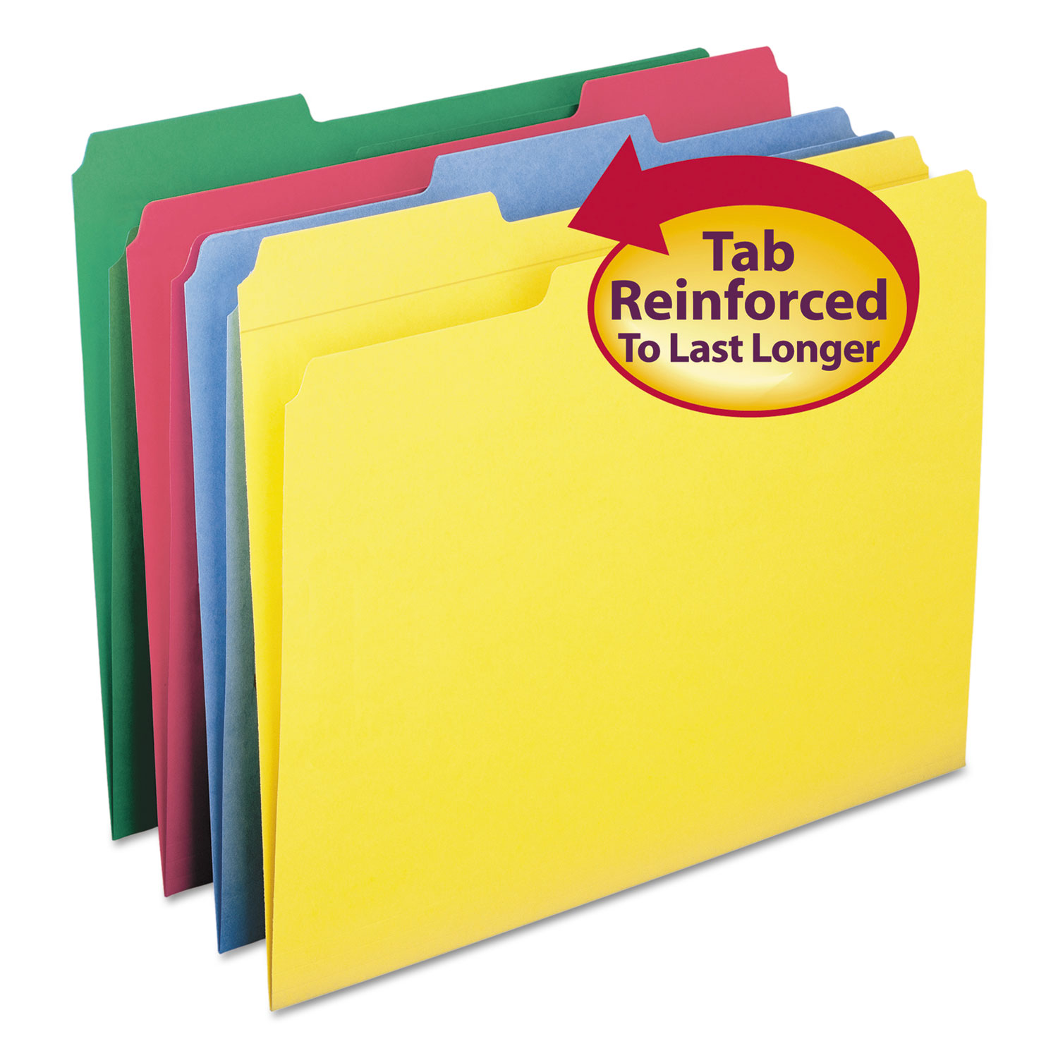  Smead 11641 Reinforced Top Tab Colored File Folders, 1/3-Cut Tabs, Letter Size, Assorted, 12/Pack (SMD11641) 
