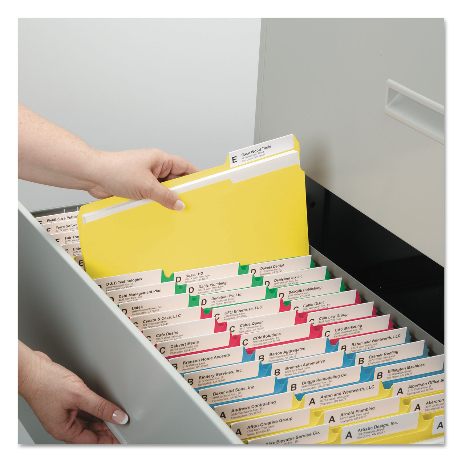 Reinforced Top Tab Colored File Folders, 1/3Cut Tabs Assorted, Letter
