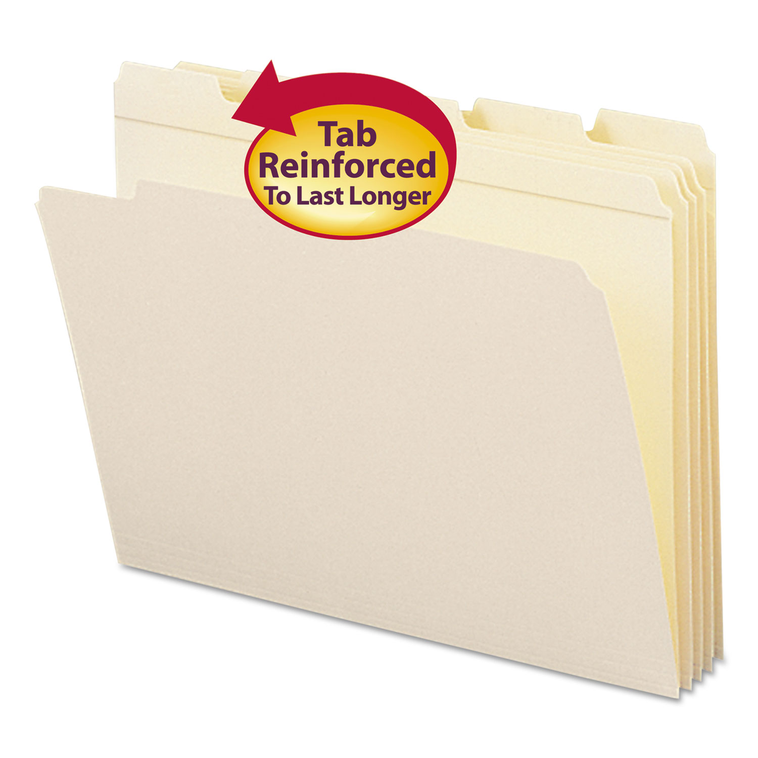 Reinforced Tab Manila File Folders, 1/5-Cut Tabs: Assorted, Letter Size ...